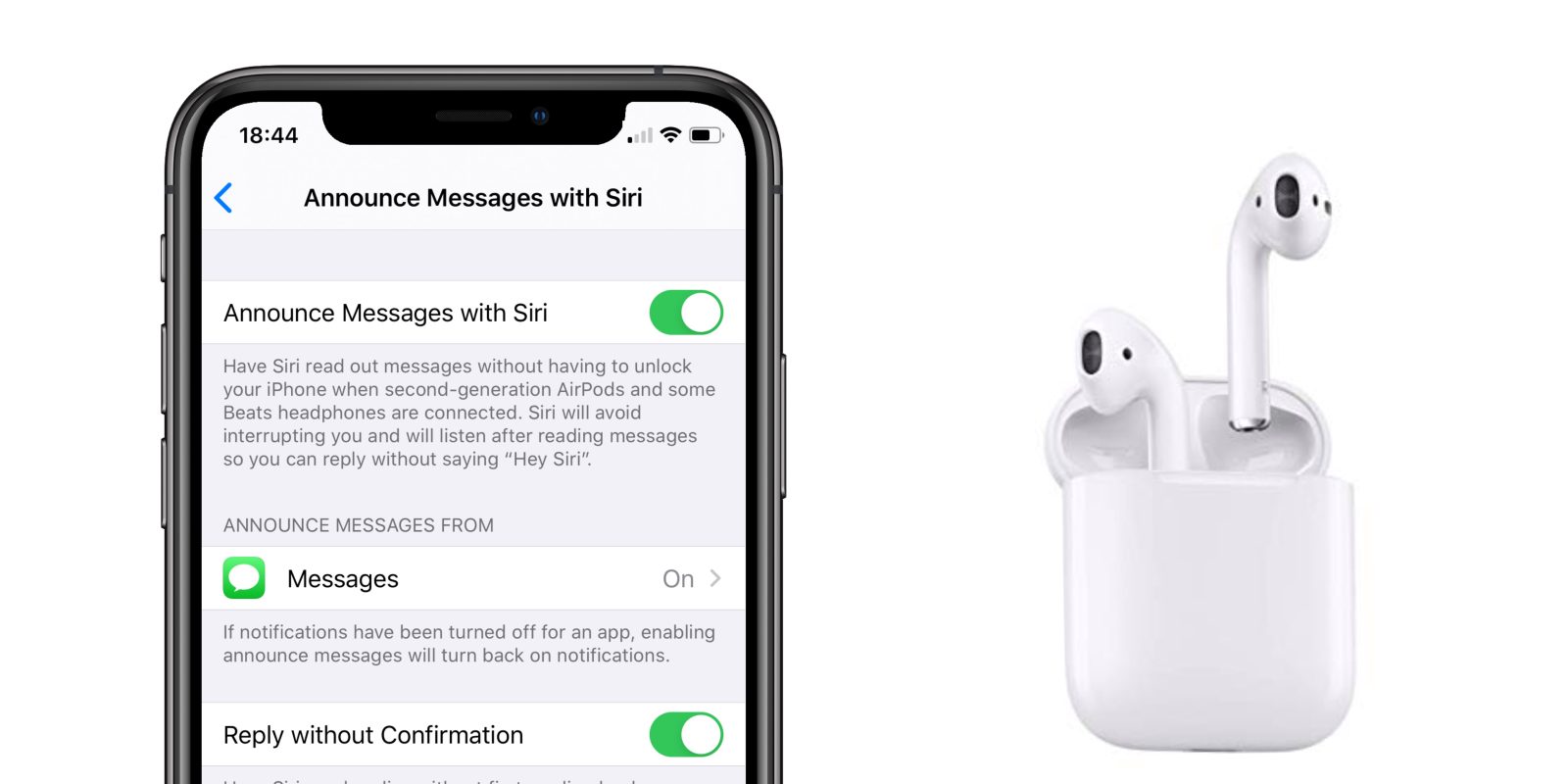 turn on siri message announcements on AirPods in ios 13