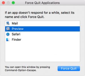force quit runing apps on mac