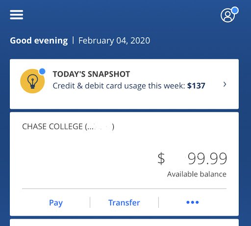 Chase Bank account balance