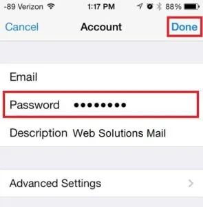 email passwords on your iPhone