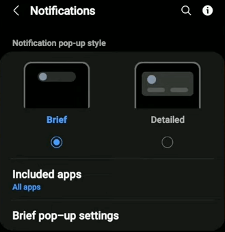 Capture d'écran de l'interface des paramètres de notification.