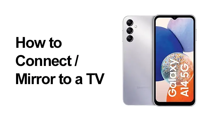 Galaxy A14 5G -puhelinopas TV-liitännässä.