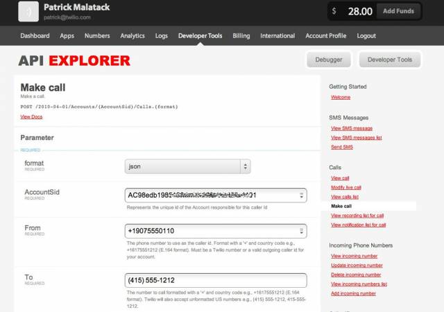 Twilio API Explorer