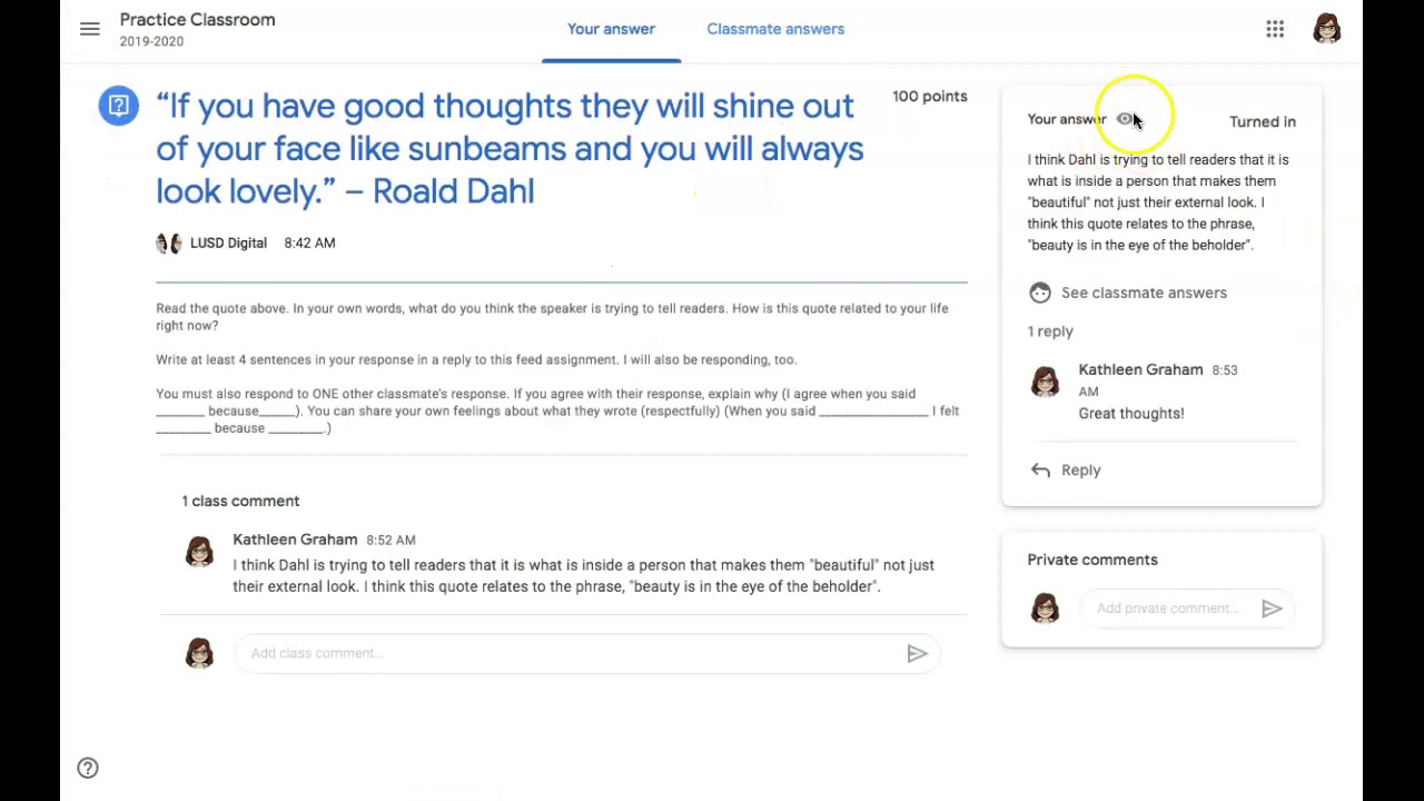 Gemakkelijke manier om Class Mate Answer te zien in Google Classroom