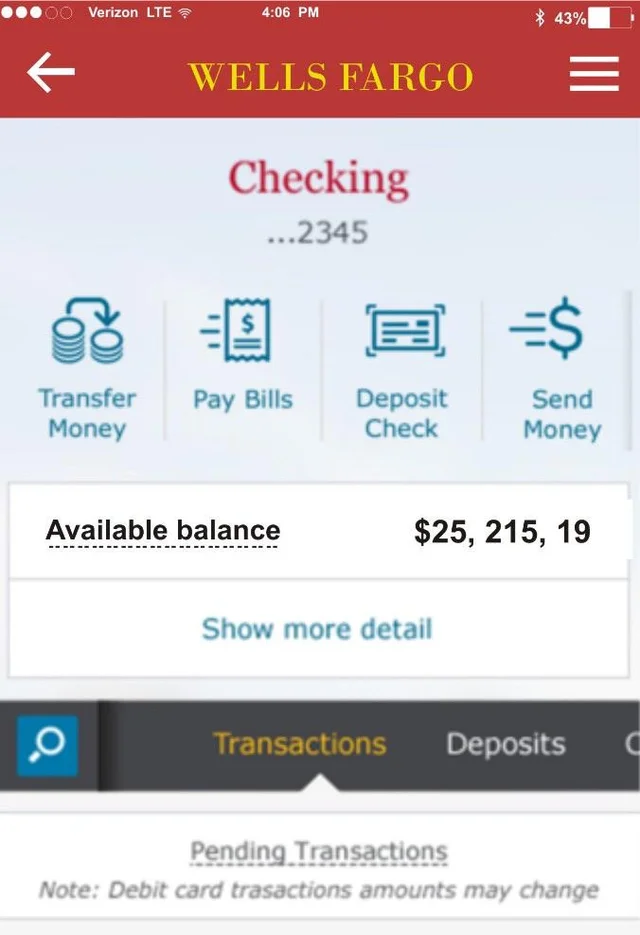 How to Know Fake Wells Fargo Account Balance Screenshot