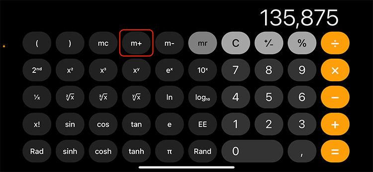 iPhone-M+에서 계산기 내역을 보는 방법
