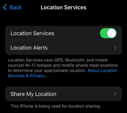 iPhoneの位置情報サービスの矢印は何を意味しますか