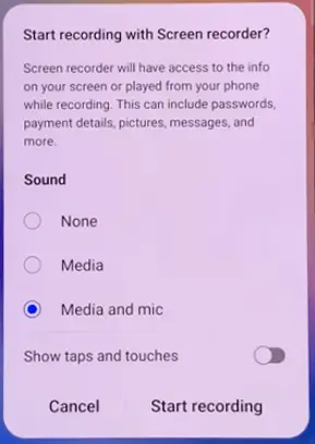 Options for Screen Recording