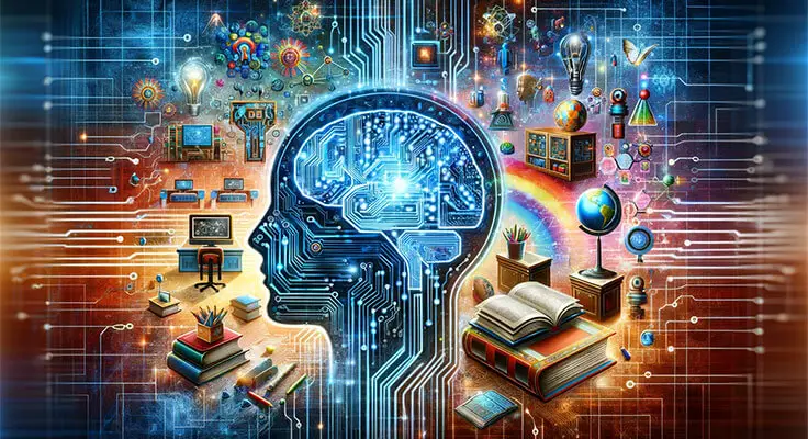 Abstract artificial intelligence concept illustration with brain circuit.