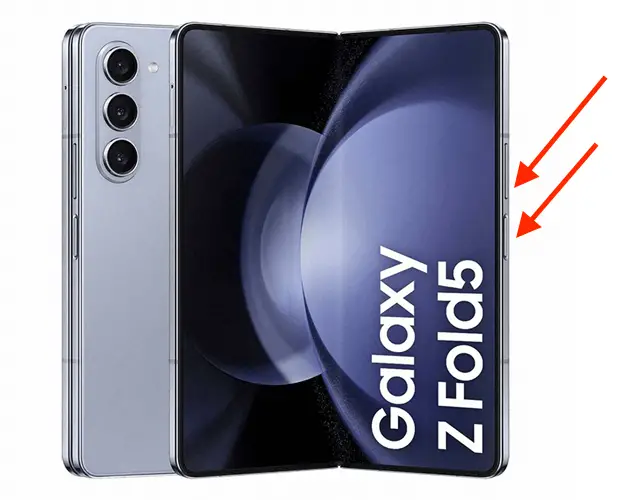 Samsung Galaxy Z Fold5 smartphone åben visning.