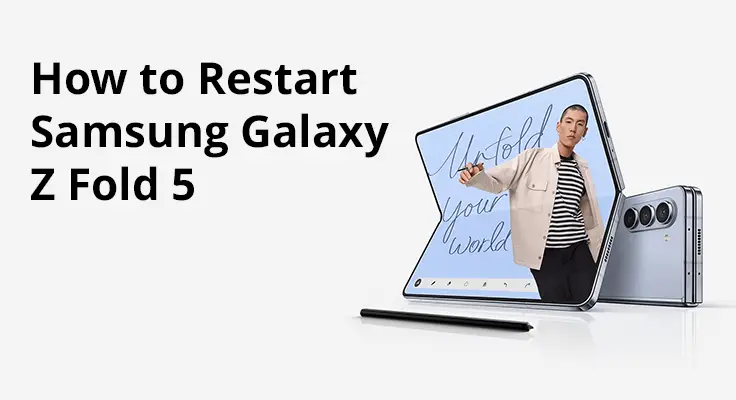 Guide for rebooting Samsung Galaxy Z Fold 5 smartphone.